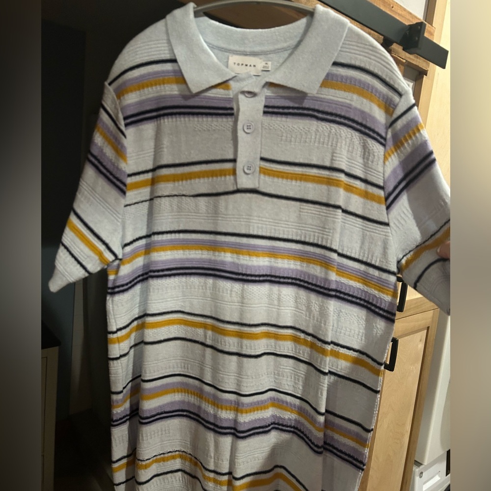Topman Multicolor Striped Polo Shirt